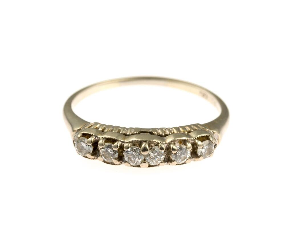 14K White Gold Diamond Band Ring Size 9 0.48 CTW 6 Round Diamonds 2.9g